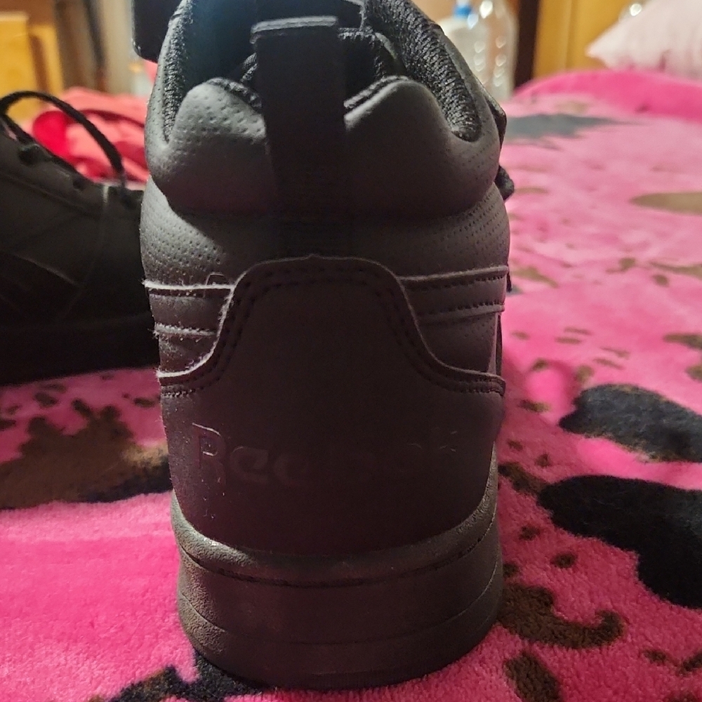Reebok Kids Black High-Top Sneakers with Lace and Hook Strap - Picture 2 of 4